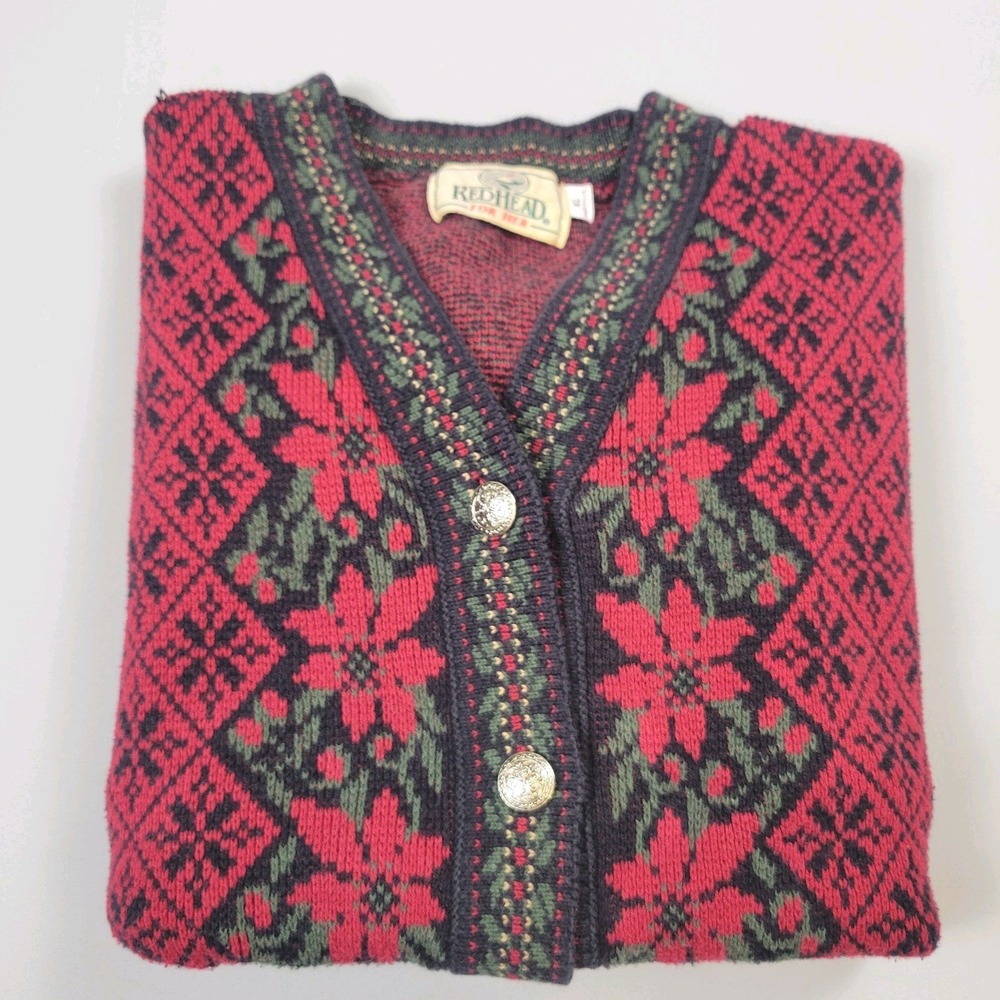 Redhead for Her Vintage Sweater Women's Size XL Button Up